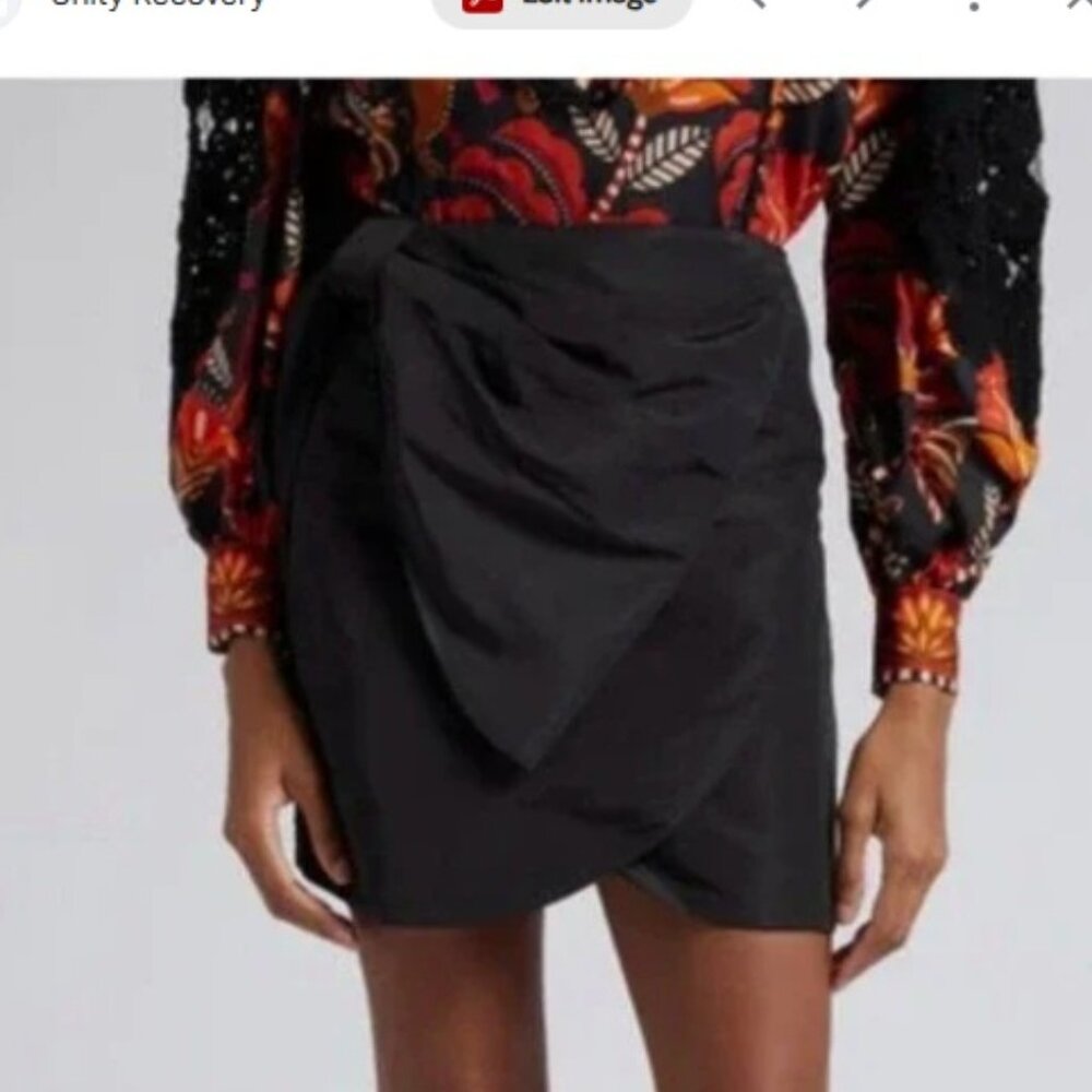 Farm Rio Black Tafeta Mini Skirt NWT XS